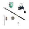 Set lansetă telescopică 3.6 m carbon, mulinetă P3000 Cool Angel si acesorii pescuit, putere aruncare 30-60 g