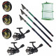 Set pescuit sportiv cu 3 lansete EastShark de 2.7m, 3 mulinete CFC2000, 3 fire si juvelnic cu 3 inele