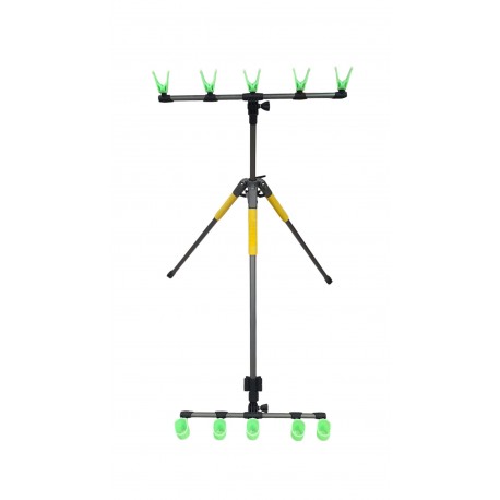 Tripor telescopic cu suport pentru lansete cu 5 posturi