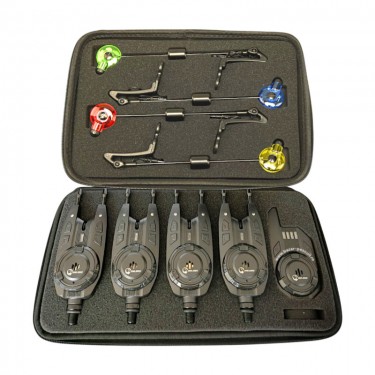 Set 4 avertizori/senzori pescuit cu statie si set 4 swingere Wind Blade si geanta de protectie model 288
