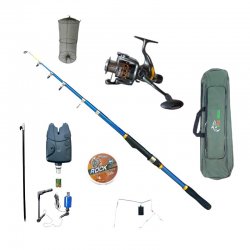 Set lanseta telescopica carbon, mulineta Magic 3000 Cool Angel si acesorii pescuit, putere aruncare 50-100 g
