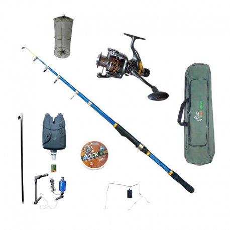 Set lanseta telescopica carbon, mulineta Magic 3000 Cool Angel si acesorii pescuit, putere aruncare 50-100 g
